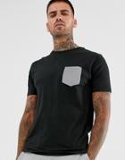Brave Soul T-shirt With Reflective Pocket-black