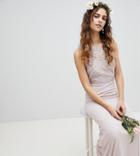 Tfnc Lace Up Back Maxi Bridesmaid Dress - Brown