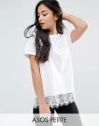 Asos Petite T-shirt With Lace Detail - White