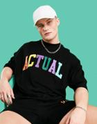 Asos Actual Oversized T-shirt With Logo Rainbow Varsity Print In Black - Part Of A Set