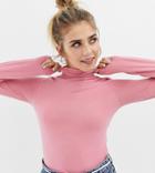 Collusion Long Sleeve Roll Neck Top - Pink