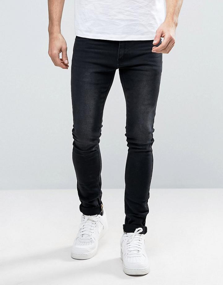Liquor & Poker Skinny Jeans Embroidered Taping - Black