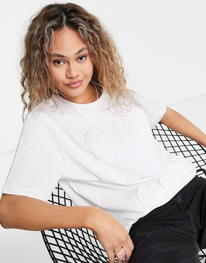 Love Moschino Core Heart Logo Oversized T-shirt In White