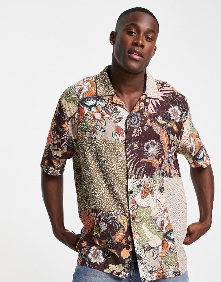 Bershka Floral Shirt In Brown