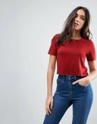 Asos Short Sleeved Boxy Crop Top - Red