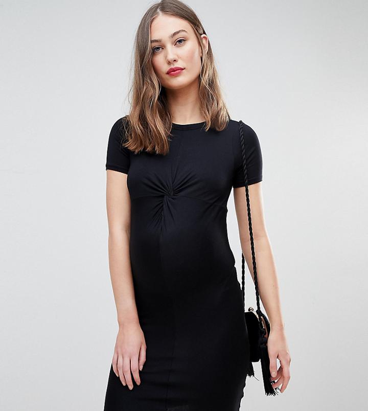 New Look Maternity Twist Front Bodycon Dress - Black