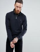 Farah Jim Slim Fit Quarter Zip Neck Sweat In Black - Black