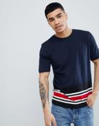 Tommy Hilfiger Icon Racing Stripe Longline T-shirt In Navy - Navy