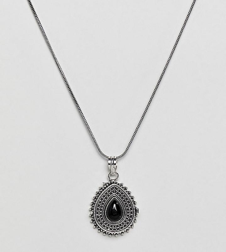 Reclaimed Vintage Inspired Pendant Locket Necklace - Silver