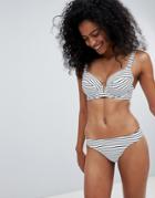 Figleaves Fuller Bust Cast Away Plunge Bikini Top In Stripe Dd-g Cup - White