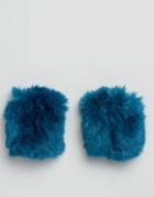 Asos Bright Blue Faux Fur Cuffs - Blue