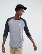 Brixton Garth 3/4 Raglan Sleeve T-shirt With Small Logo - Gray