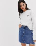 River Island Sweatshirt With Rose Embroidery In White