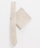 Asos Design Tie And Pocket Square Pack In Ecru Texture-neutral