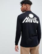 Asos Design Relaxed Long Sleeve T-shirt With Havoc Back Puff Print And Turtleneck - Black
