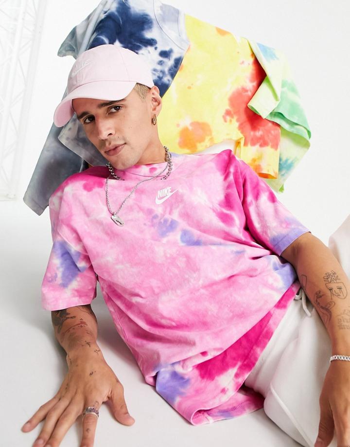 Nike Premium Essential Oversized Tie-dye T-shirt In Pink