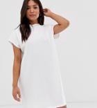 Asos Design Petite Grown On Sleeve T-shirt Dress - White