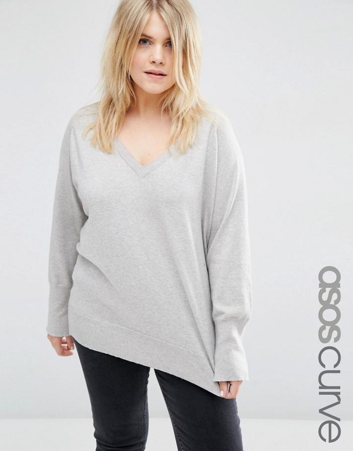 Asos Curve V-neck Sweater - Gray