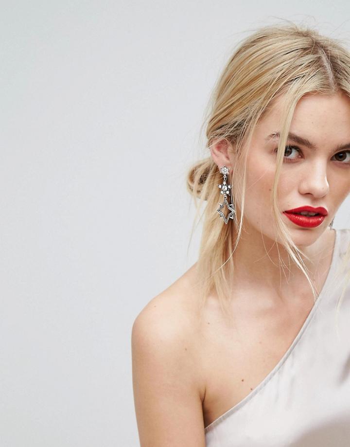 Orelia Statement Multi Star Drop Earrings - Gold