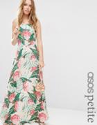 Asos Petite Printed Tie Back A-line Maxi Dress - Multi