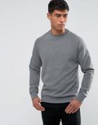 Threadbare Textured Raglan Crew Neck Sweat - Gray