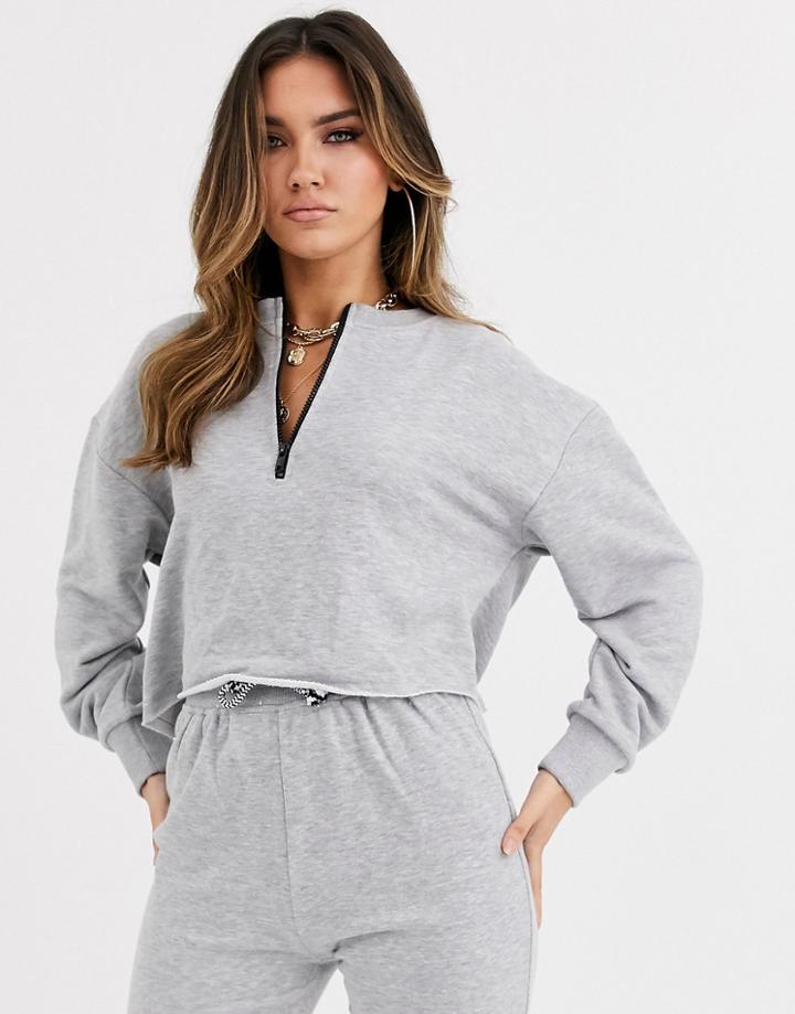 Asos Design Lounge Zip Through Sweat Jumpsuit-gray