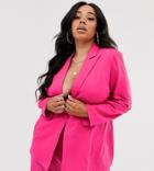 Saint Genies Plus Tailored Blazer In Hot Pink - Pink