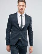 Selected Homme Super Skinny Suit Jacket In Check - Green