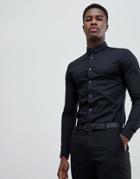 New Look Poplin Muscle Fit Shirt In Black - Black