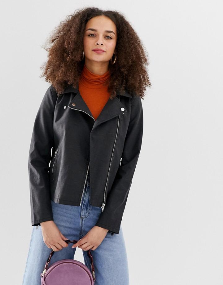 Only Steady Faux Suede Biker Jacket - Black