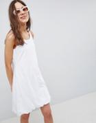 Asos Design Mini Tank Dress With Gathered Hem-white