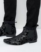 Asos Chelsea Boots In Black Tapestry - Black