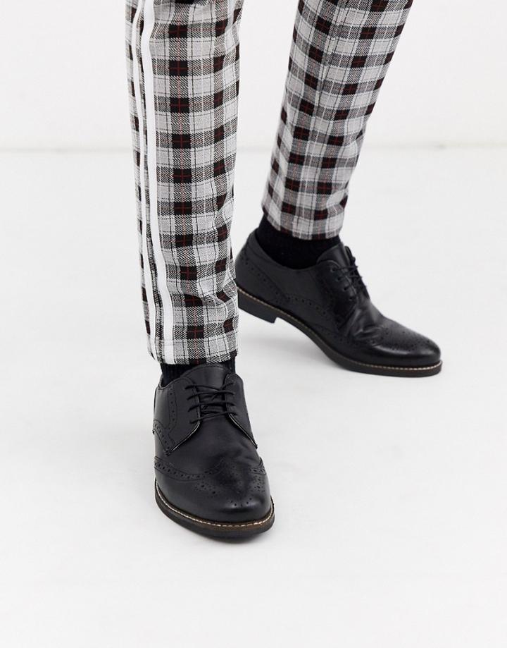 Red Tape Brogue Leather Lace Up Shoe In Black