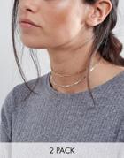Asos Pack Of 2 Open Chain Choker Necklaces - Multi
