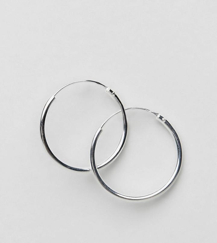 Asos Design Sterling Silver 20mm Hoop Earrings - Silver