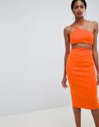 Asos Design Super Cut Out Bodycon Midi Dress - Orange