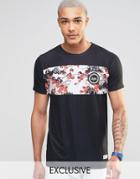 Hype T-shirt With Leaves Print Panel - Black