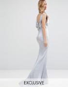 Jarlo Cowl Front Maxi Dress With Fishtail And Button Up Back - Silver