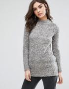 Y.a.s Mulla Wool Mix Mid Neck Sweater - Gray
