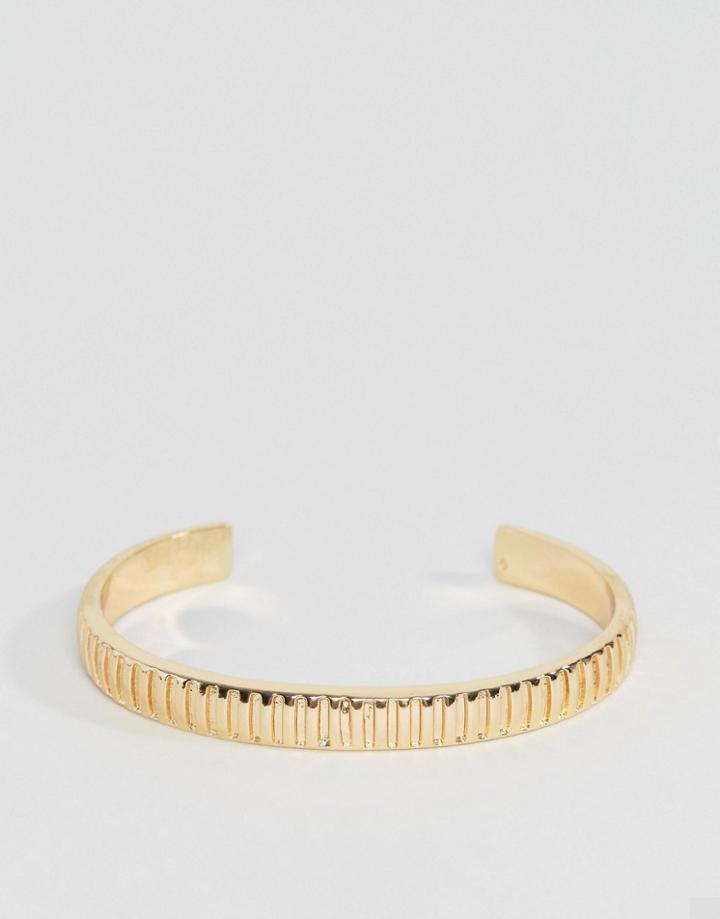 Chained & Able Ribbed Cuff In Gold - Gold