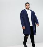 Asos Plus Longline Knitted Duster Jacket In Navy - Navy