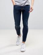 Love Moschino Cropped Stretch Super Skinny Jeans With Moschino Back Waist Tab - Blue