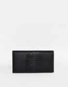Asos Design Croc Effect Foldover Wallet-black