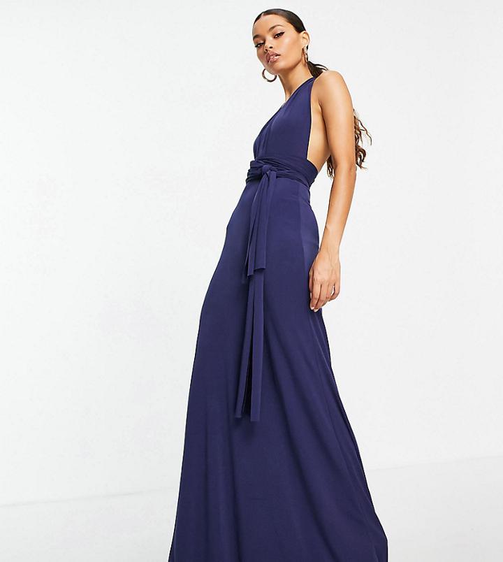 Tfnc Petite Bridesmaid Multiway Maxi Dress In Navy