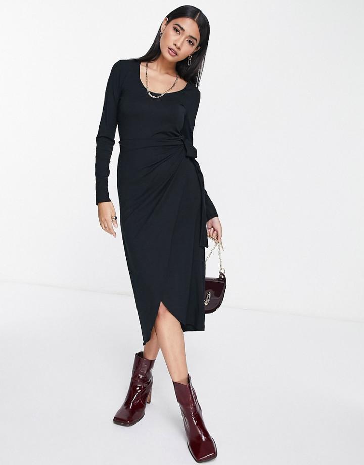 Whistles Jersey Ballet Wrap Dress In Black