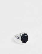 Chained & Able Oval Stone Ring In Black-silver