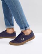 Fred Perry Underspin Heavy Waxed Canvas Sneakers In Navy - Navy