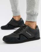 Tommy Hilfiger Suede Mix Sneaker In Black - Black
