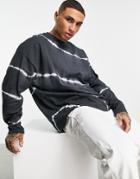 Asos Design Oversized Long Sleeve T-shirt In Black And White Tie Dye