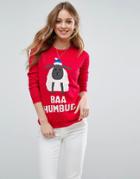 Brave Soul Baa Humbug Sheep Holidays Sweater - Red